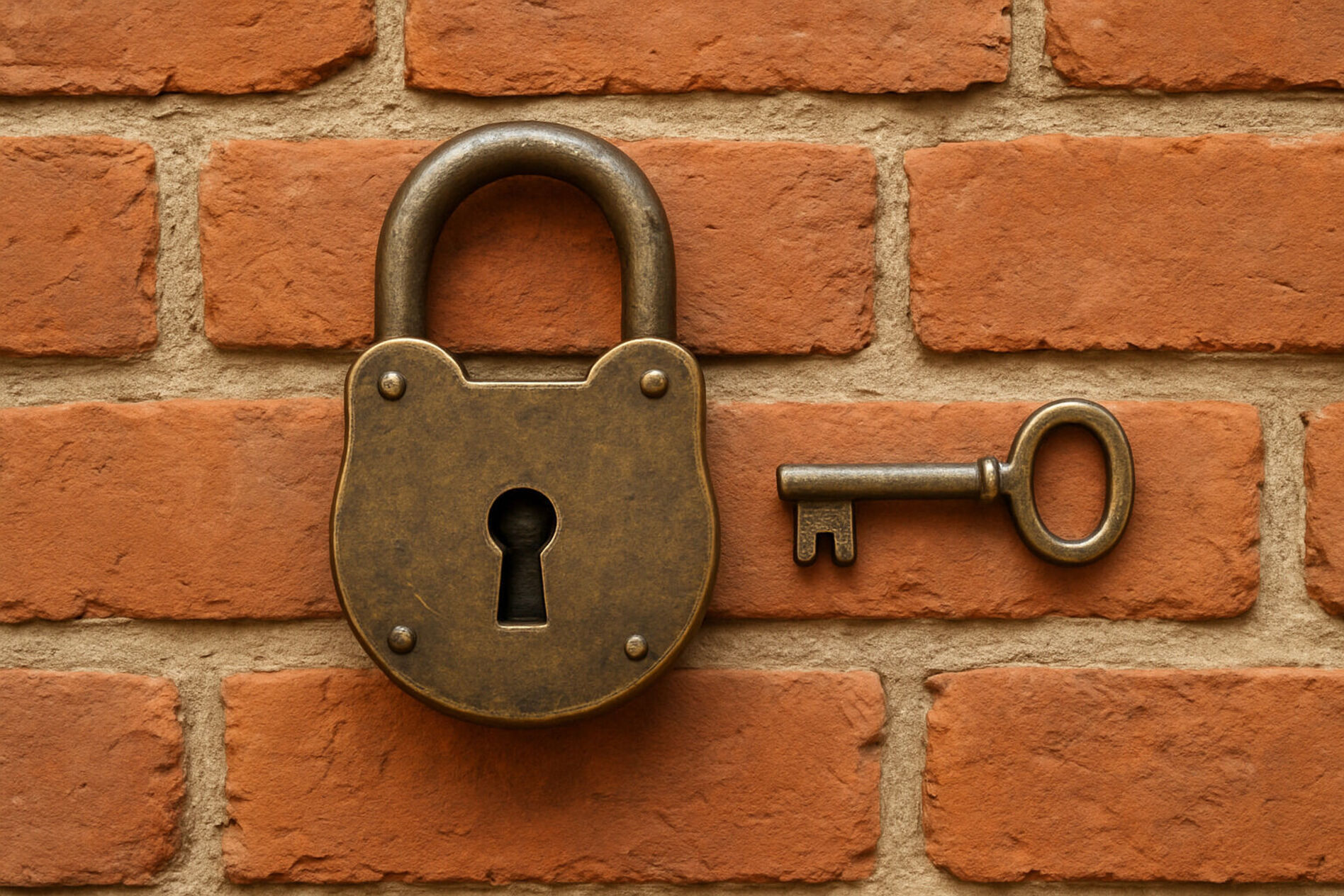Lockandkeyinfrontofbrickwall